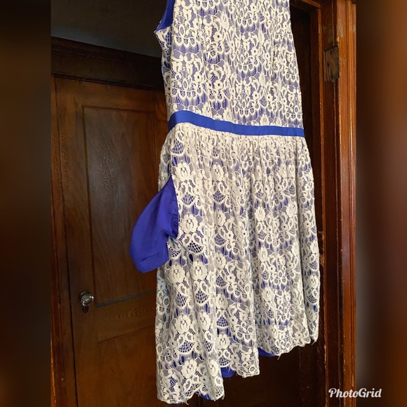 Shoshanna June Lace Dress: Ivory/French Blue - Picture 6 of 9
